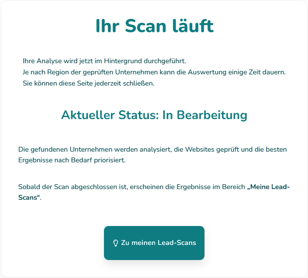 2. Ihr Scan mit Analyse läuft